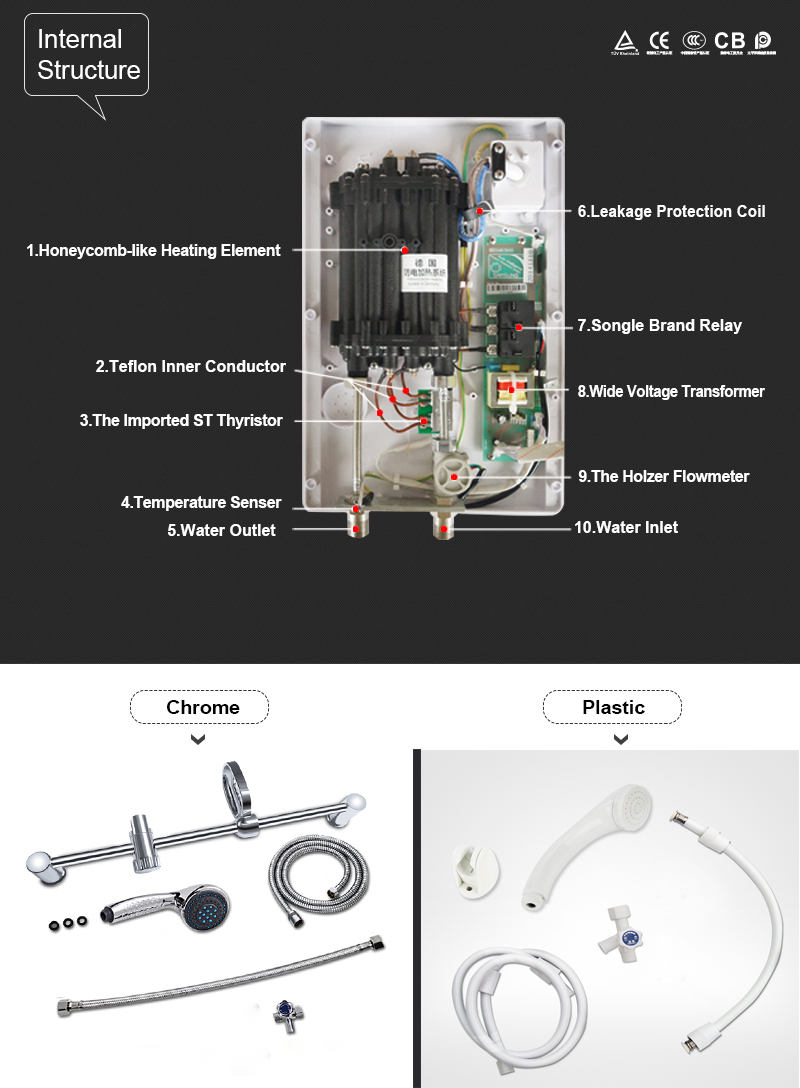 water heater shower head